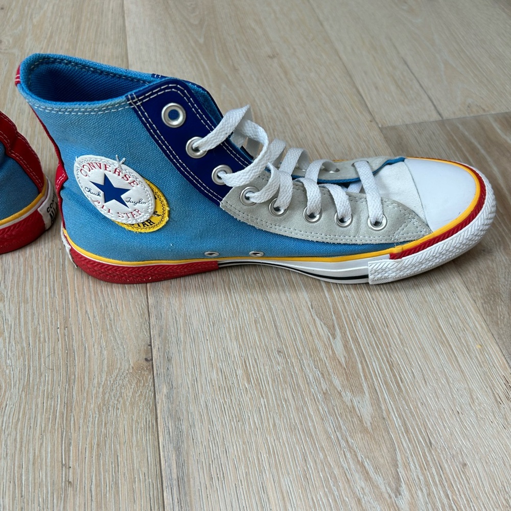 ❌SOLD💰Converse Chuck Taylor Blue and Red High-Top Double Logo Sneakers Men size7 - Picture 4 of 12